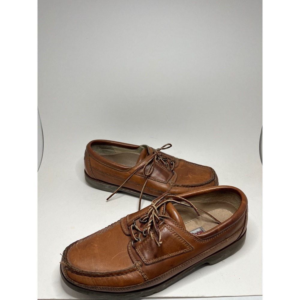 Rockport Mens Boat Shoes 10.5 M Brown Leather RocSports Vibram Nautical Loafers